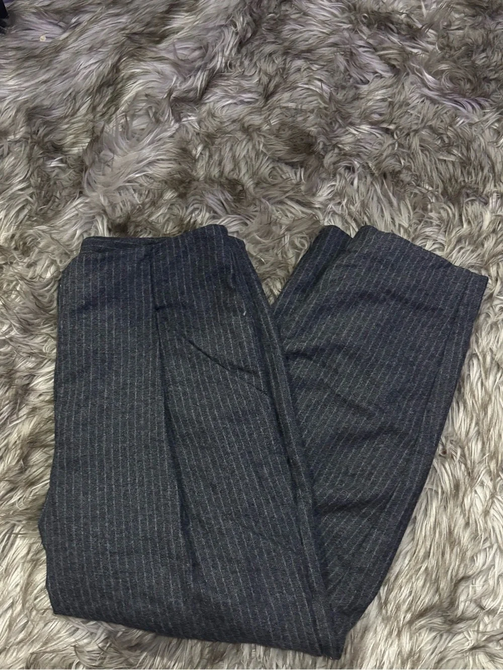 Aritzia Wilfred Chambery Pant Wool Cashmere Grey Stripe Size 10 - Picture 2 of 7